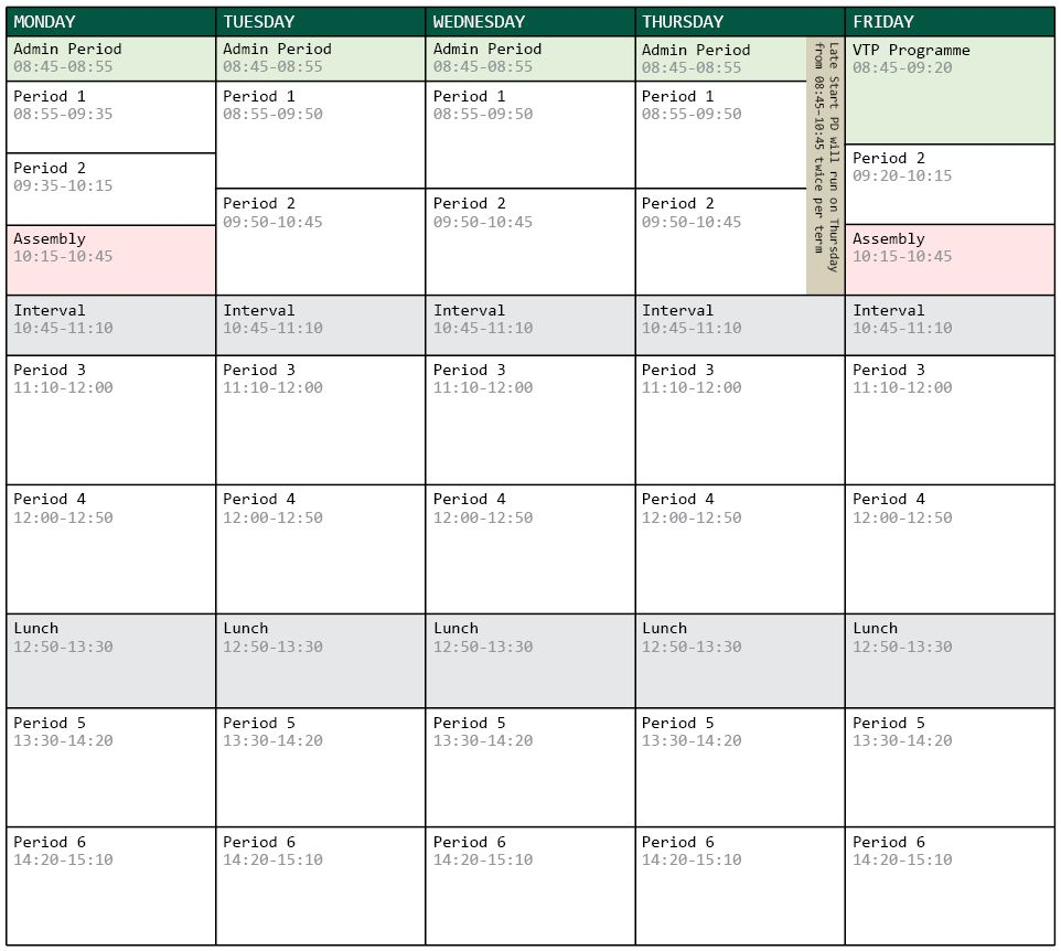 Day Structure & Term Dates